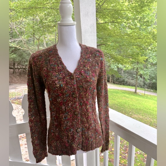 Talbots Sweaters - Talbots Variegated Wool Blend Cable Knit Cardigan S FREE SHIP